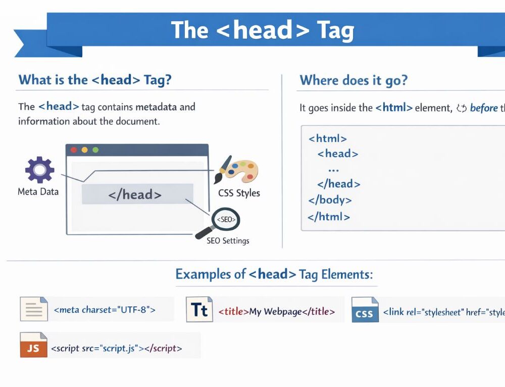 HTML Head Tag, Syntax, Role, and Examples